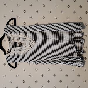 NWT Max Studio Medium Embroidered Striped Top
